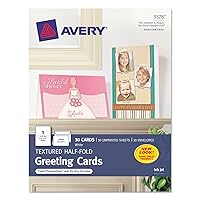 Avery 3378 Textured Half-Fold Greeting Cards, Inkjet, 5 1/2 x 8 1/2, White, Envelopes Included (Box of 30)