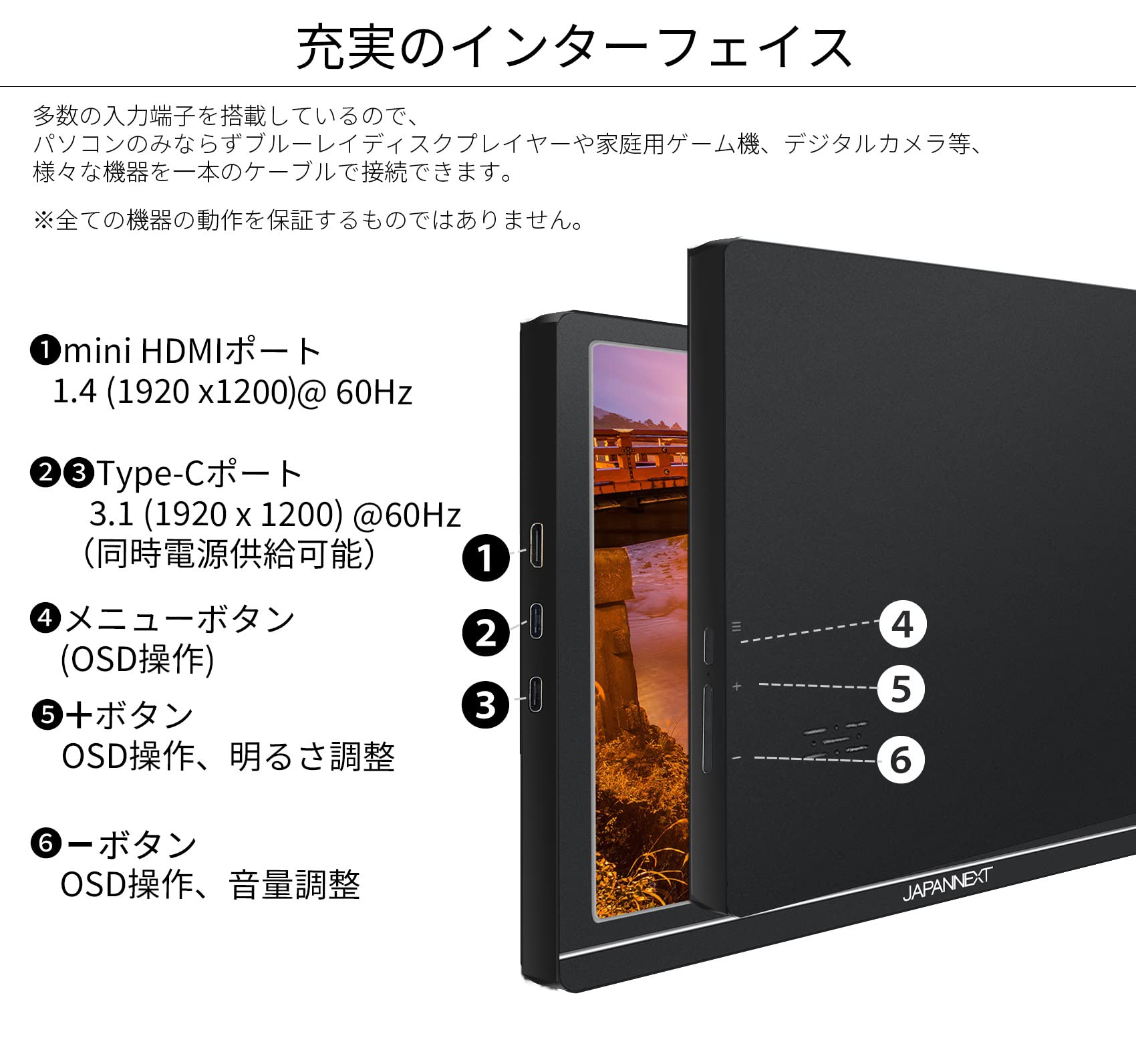 JapanNext JN-MD-IPS1012HDR 10.1-Inch 1920x1200 Resolution Mobile Monitor, USB Type-C Mini HDMI