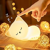 Night Light for Kids Lamp Cat Lamp, 16 Colors+Tap+Silicone Cute Night Light for Kids Night Light, USB Rechargeable Cordless Night Lights for Kids Room,Baby Night Light Cat Night Light for Kids