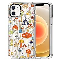 MOSNOVO for iPhone 12 & iPhone 12 Pro Case, [Buffertech 6.6 ft Drop Impact] [Anti Peel Off] Clear Shockproof TPU Protective Bumper Phone Cases Cover with Mushroom Art Design