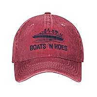 Boats-N-Hoes Trucker Hat for Men Women Denim Cowboy Baseball Caps Distressed Dad Hats Adjustable Red