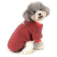 Zunea Small Dog Sweater Coat Winter Fleece Puppy Clothes Sherpa Warm Chihuahua Jacket Jumper Clothing Fall Pet Cat Doggy Boy Girl Shirt Apparel for Cold Weather Red S