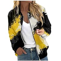 Women Bomber Jacket Lightweight Zip Up Coat Casual Crop Quilted Jacket With Pocket Fashion Moto Biker Jackets