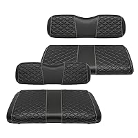 Golf Cart Seat Covers Front and Rear Waterproof and Sun Resistant Marine Grade Vinyl Leather Seat Cover Accessories for EZGO TXT 1994-2013, Black(4PCS)