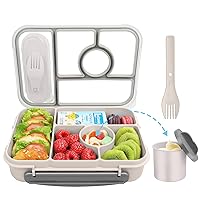 Lunch Box for Adults/Kids/Toddler,5 Compartments Bento Lunch Containers with Sauce Vontainers,Microwave & Dishwasher & Freezer Safe,BPA Free(White)