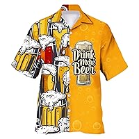 Beer Hawaiian Shirt Navy Button Down Shirts Men Swim Shirts Big and Tall Business Casual Tops Men Pink Summer Shirt