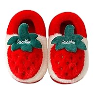 Bedroom Slippers For Kids Cotton Slippers Girls Boys Cartoon Strawberry Pattern House Slippers Winter Warm Big Kid Shoe