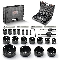 VEVOR Hole Saw Kit, 18 PCS Saw Blades, 6 Drill Bits, 1 Hex Wrench, Bi Metal M42 Hole Saw Set with Carrying Case, General Purpose Size from 3/4
