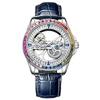 Men's Automatic Watch Unisex Skeleton Mechanical Neutral Rock Crystal Wristwatch