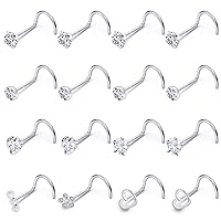 20G 18G 20G 18G Corkscrew Nose Rings Stud for Women Men Elegant Stainless Steel Screw Stud Nose Piercing Jewelry. Find Your Perfect Fit in Gold or Silver