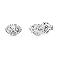 Limerencia Pure Titanium Earrings for Women, Evil Eye CZ Cluster Minimalist, G23 Implant Grade Hypoallergenic Piercing Fashion Jewelry for Sensitive Ears