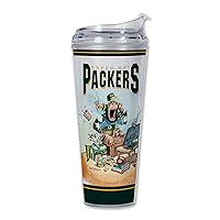 Rico Industries NFL Football Gary Patterson The Fan 24oz Acrylic Tumbler with Hinged Lid, Officially Licensed Double Wall Tumbler with Straw