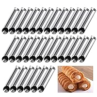 30 Pcs Non-Stick Cream Horn Cones Tubes Stainless Steel Screw Croissant Pastry Baking Moulds Set, Cannoli Form Roll Mould Shaper for Christmas Anniversary and Daily Use #7