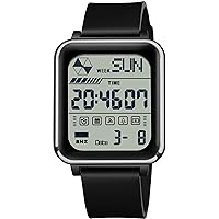 findtime Men's Digital Quartz Watch with Light Date Stopwatch 50 m Waterproof Sports Digital Watch for Men Large Numbers Square Coutdown Dual Time 12/24H