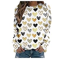Womens Oversized Tshirts Valentine Crew Neck Long Sleeve Shirt Going Out Classic Plus Size Tops for Women