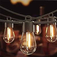 EAST OAK Outdoor String Lights LED 48FT, Patio String Lights Waterproof with 15 Shatterproof Vintage Edison Bulbs for Christmas Backyard Porch Party Warmlight