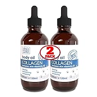 Body Oil for Dry Skin - Collagen & Vitamin E Moisturizing Oil - Anti-Aging and Skin Elasticity Support – Pack of 2 (4 Fl.Oz Each)