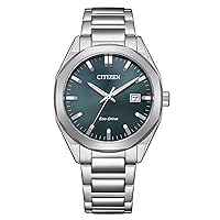 CITIZEN BM7620-83X Men's Analogue Quartz Watch with Stainless Steel Strap, Green, Bracelet