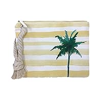 Blue Island Striped Swimwear Wristlet Ditty Bag, Palm Tree