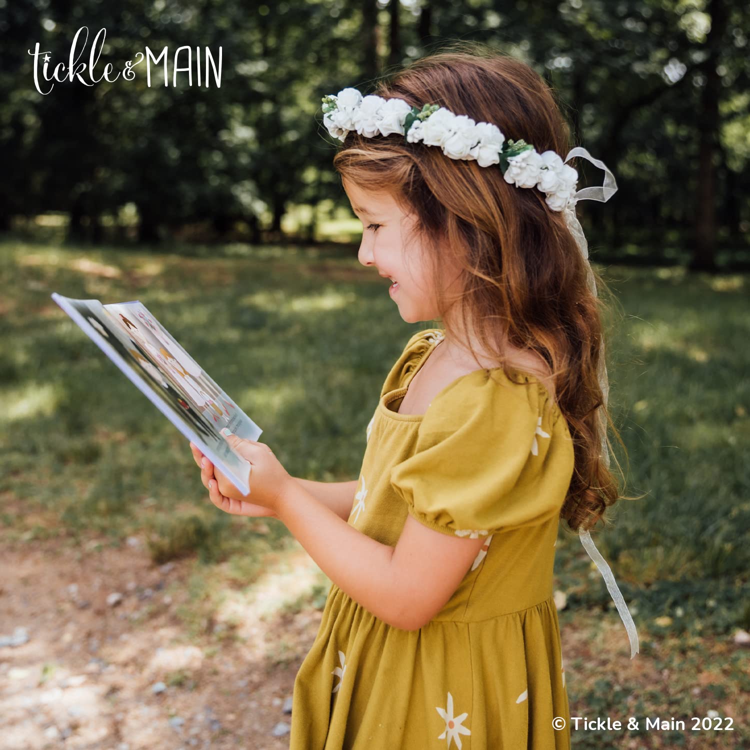 Tickle & Main, Flower Girl Gift Set- Book with Floral Crown Headband Headpiece in Adorable Gift Box - I've Been Crowned a Flower Girl!