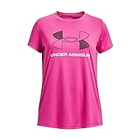 Under Armour Girls Tech Big Logo Short Sleeve T Shirt, (652) Rebel Pink / / Black, Small