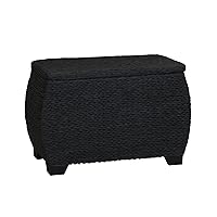 Household Essentials Large Curved Woven Storage Chest with Liner | Black Paper Rope
