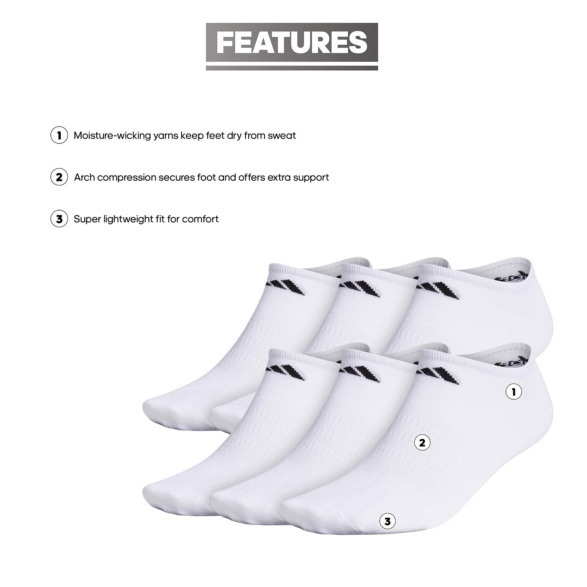 adidas Men's Superlite No Show Socks (6-Pair)