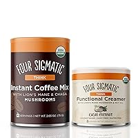 Think Instant Coffee + Think Coconut Creamer Bundle by Four Sigmatic | Arabica Instant Mushroom Coffee with Lion's Mane, Chaga and Rhodiola | Coconut Creamer with MCT Oil & Lion's Mane