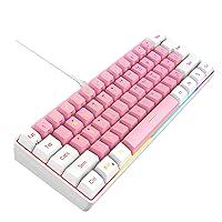 Snpurdiri 60% Wired Gaming Keyboard, True RGB, Mechanical Feel, Ultra Compact Mini Keyboard with Detachable Cable, White-Pink (QWERTY Layout)