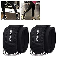 2PCS Ankle Straps for Cable Machines Weightlifting Gym Workout Fitness Double D-Ring Neoprene Padded Ankle Cuffs for Legs, Abs and Glute Exercises Fits for Men&Women with Carry Bag
