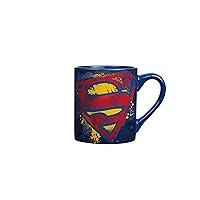 Silver Buffalo DC Comics Superman Splatter Paint Logo Ceramic Coffee Mug, 14 Ounces