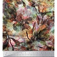 Soimoi Rayon Fabric Floral & Texture Print Fabric by The Yard 42 Inch Wide