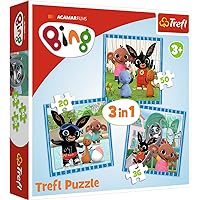 Trefl 34851 Mit Freunden Spaß haben, Hase Bing von 20 bis 50 Teilen, 3 Sets, für Kinder ab 3 Jahren Puzzle, Multicoloured