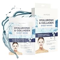 Hyaluronic Acid and Collagen Sheet Face Mask - Boosts Moisture, Skin Firming, Reduces Signs of Aging, Hydrating Sheet Mask - Cruelty Free Korean Skin Care For All Skin Types - 5 Masks Hyaluronic Acid and Collagen Sheet Face Mask - Boosts Moisture, Skin Firming, Reduces Signs of Aging, Hydrating Sheet Mask - Cruelty Free Korean Skin Care For All Skin Types - 5 Masks