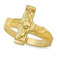 15mm Gold Plated Horizontal Crucifix Ring