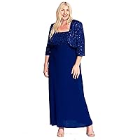 R&M Richards Long Plus Size Formal Mother of The Bride (14W, Royal Blue)