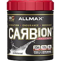 ALLMAX Nutrition Carbion+, Maximum Strength Electrolyte and Hydration Energy Drink, Unflavored, 870g