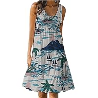 Summer Dresses for Women 2024 Floral Boho Beach Flowy Sundress Casual Sleeveless Patchwork Ruffle Tank Dress Vacation
