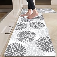 HEBE Anti Fatigue Kitchen Rug Sets 2 Piece Non Skid Kitchen Rugs and Mats Waterproof Kitchen Mats for Floor Cushioned Standing Desk Mat Runner for Kitchen,Home Office,Sink,Laundry