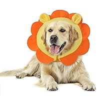 IEUUMLER Inflatable Recovery Dog Collar, Protective Donut Cone, Adjustable Soft Collar for Dog and Cat After Surgery Prevent from Biting & Scratching EU002 (Orange Lion, S)