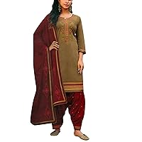 ladyline Womens Embroidered Patiala Salwar Kameez Suit Punjabi Dress | Chiffon Dupatta | Pakistani