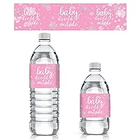 Pink Little Snowflake Winter Baby Shower Water Bottle Labels - Baby It's Cold Outside - 24 Stickers