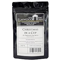 Elmwood Inn Fine Teas, Christmas in a Cup Cinnamon Black Tea, 25 Pyramid Sachet Tea Bags
