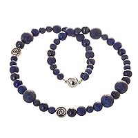 Bella Carina Lapis Lazuli Necklace with Silver Pearls Gemstone Chain