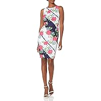 Vince Camuto Women's Printed Scuba Crepe Bodycon Dress with Back Bow Detail