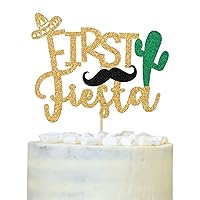 First Fiesta Cake Topper, Glittery Spanish UNO Cake Decor, It's My First Birthday, for Baby Boys Girls Happy 1st Birthday Party Decorations Supplies