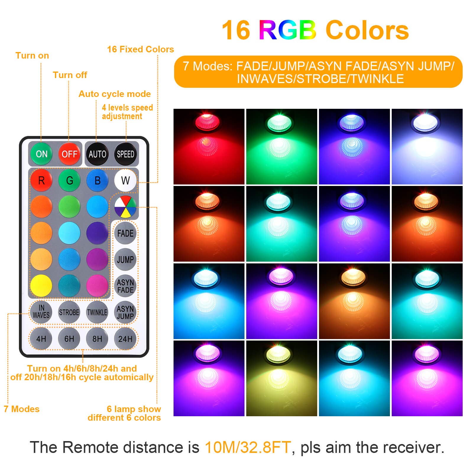 Mua GreenClick RGB LED Landscape Lighting Low Voltage 6-in-1 with Remote,  16 Color Changing Landscape Lights Modes IP65 Waterproof Outdoor  Spotlights with Transformer for Holiday Garden House Outdoor trên Amazon Mỹ