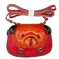 Genuine Leather Dog Shoulder Bag,Bull Dog Face Crossbody Purse, a Unique Satchel