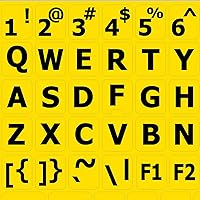 English US Large Lettering Keyboard Sticker (Upper CASE) Yellow Background for Desktop, Laptop and Notebook (Manufactured 4Keyboard)