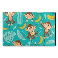 ColourLife Lightweight Non Slip Carpet Mats Area Soft Rugs Floor Mat Rug Decoration for Kids Room Living Room 60 x 39 inches Seamless Pattern with Monkey